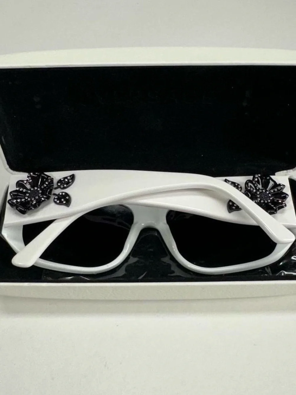 Versace Black and White Wide-Frame Women's Sunglasses